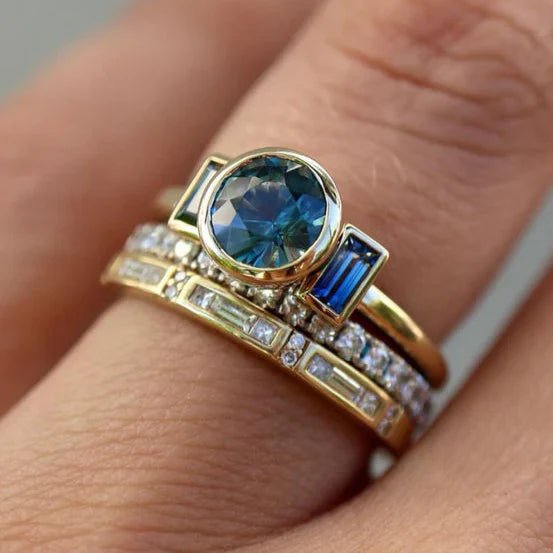 Antique Blue Elegant Ring Set | Gold - Mijn winkel