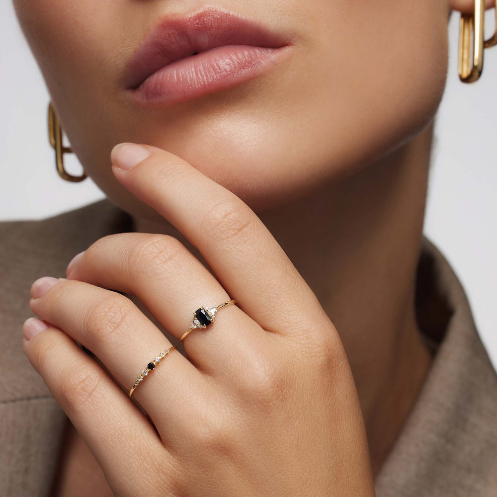 Black Spinel Baguette Ring | Gold - Mijn winkel