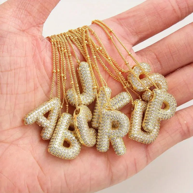 Bubble letter initial necklace set | Gold - Mijn winkel