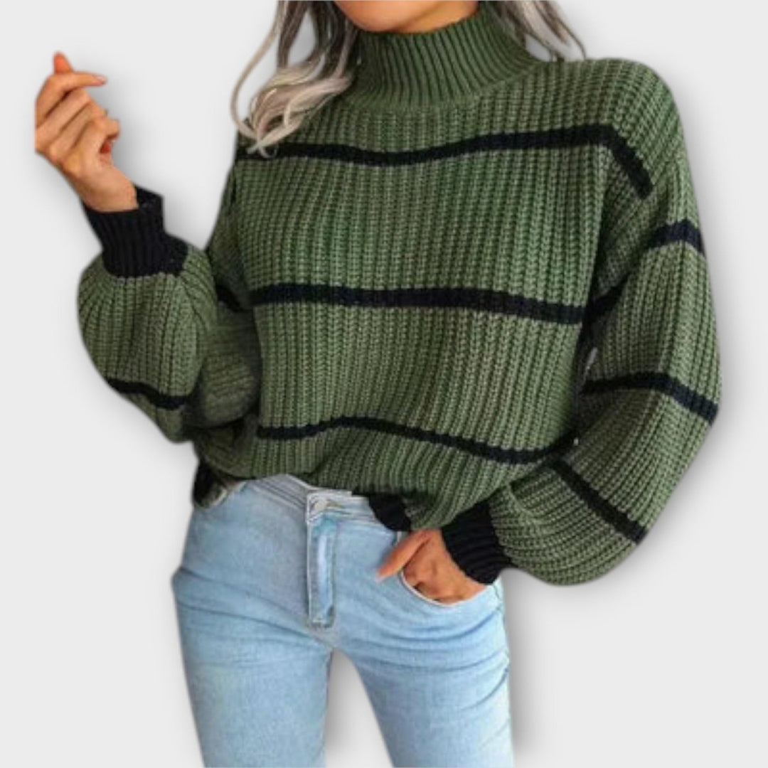 Chavala | Turtleneck Sweater with Stripes - Mijn winkel