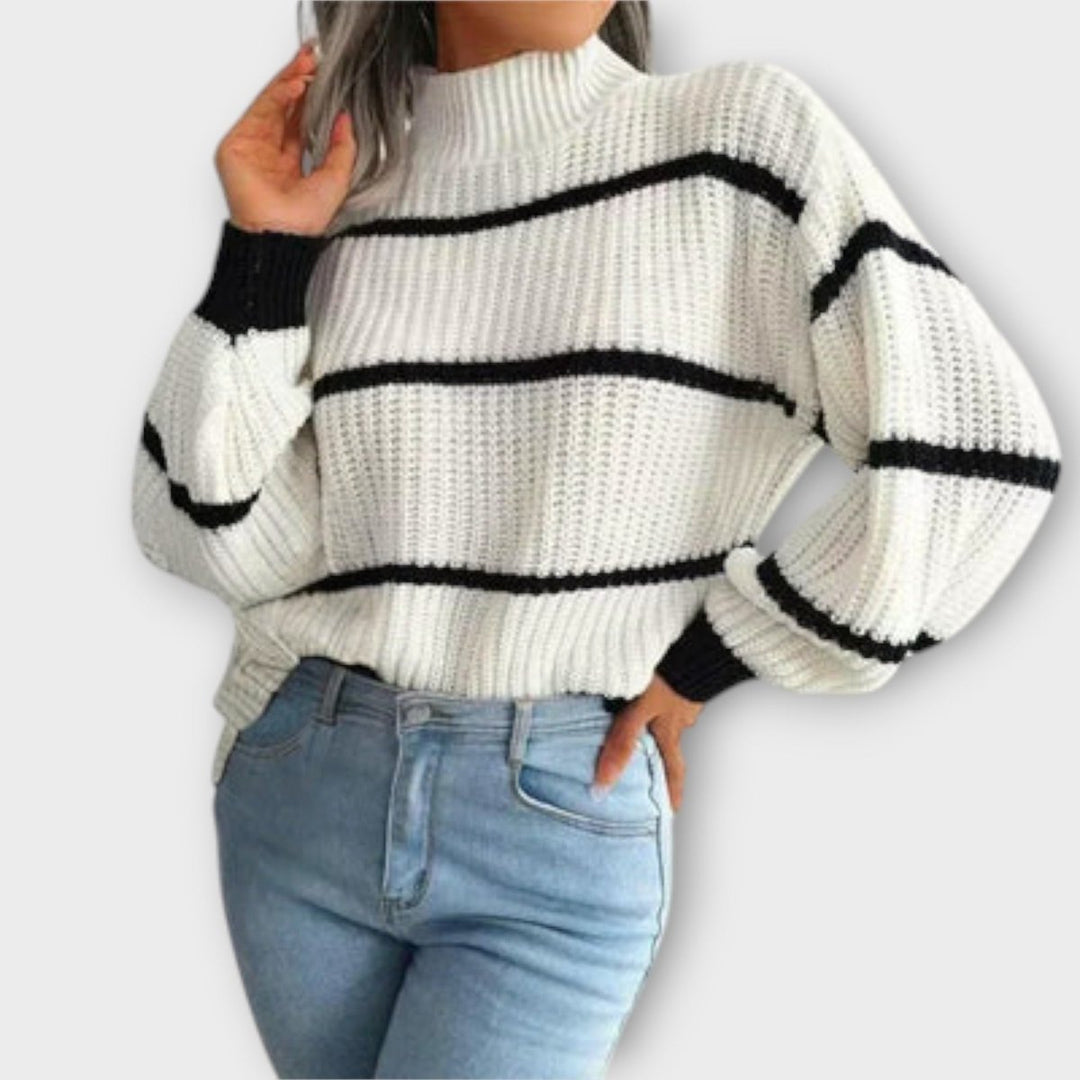Chavala | Turtleneck Sweater with Stripes - Mijn winkel