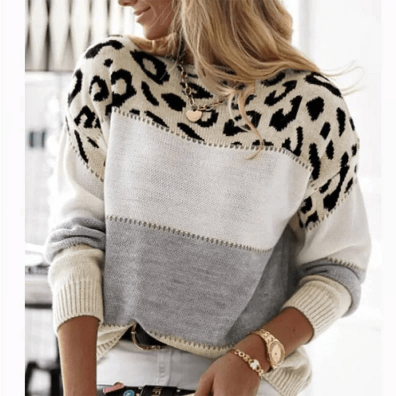 Cheyenne | Casual Sweater with Leopard Design - Mijn winkel