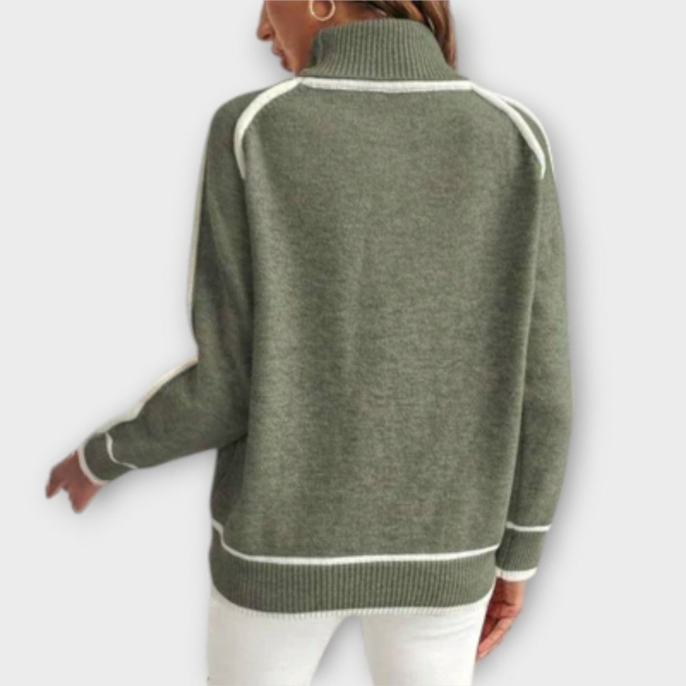 Christine | Luxurious Olive Green Knit Sweater - Mijn winkel