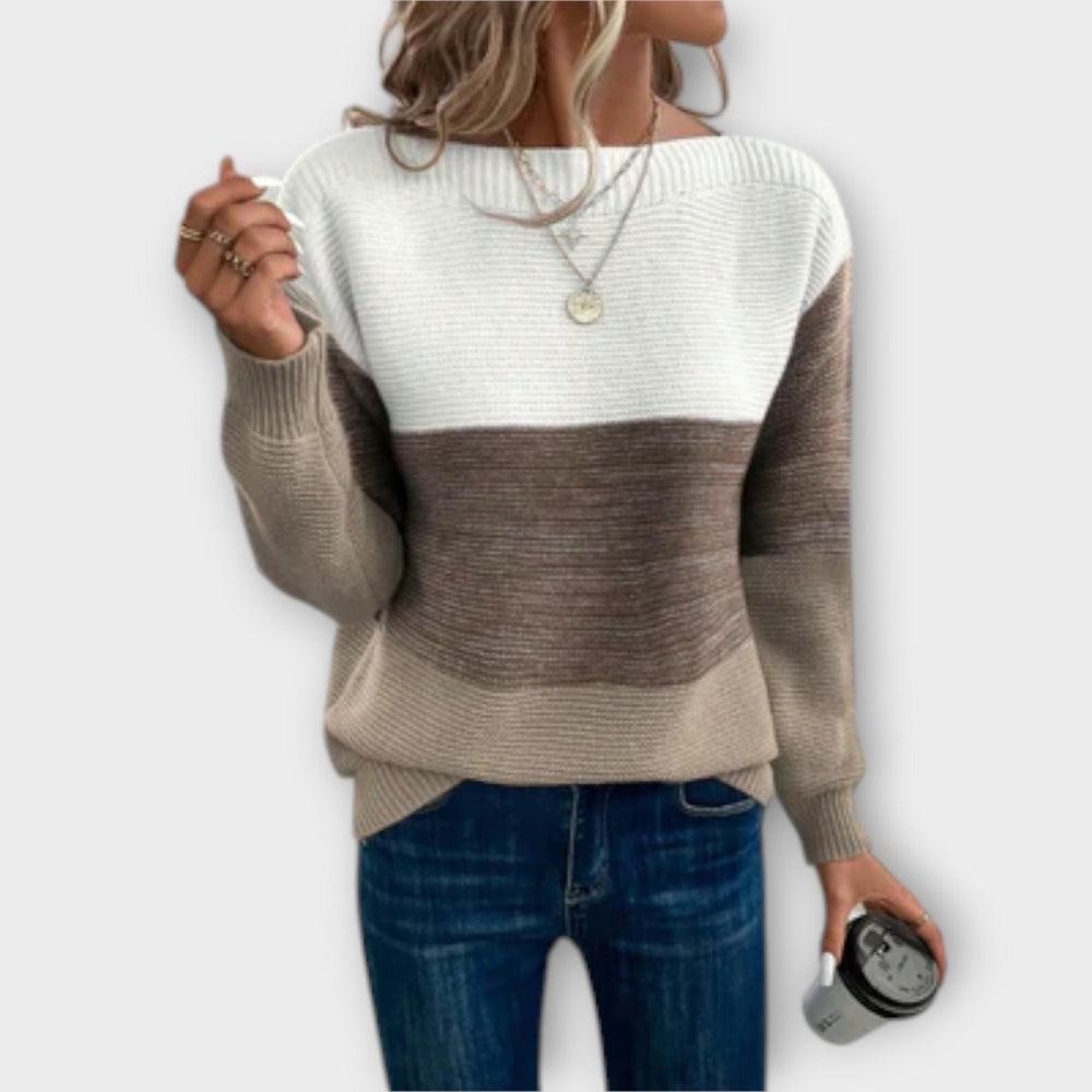Clara | Elegant Three - Color Patchwork Sweater - Mijn winkel