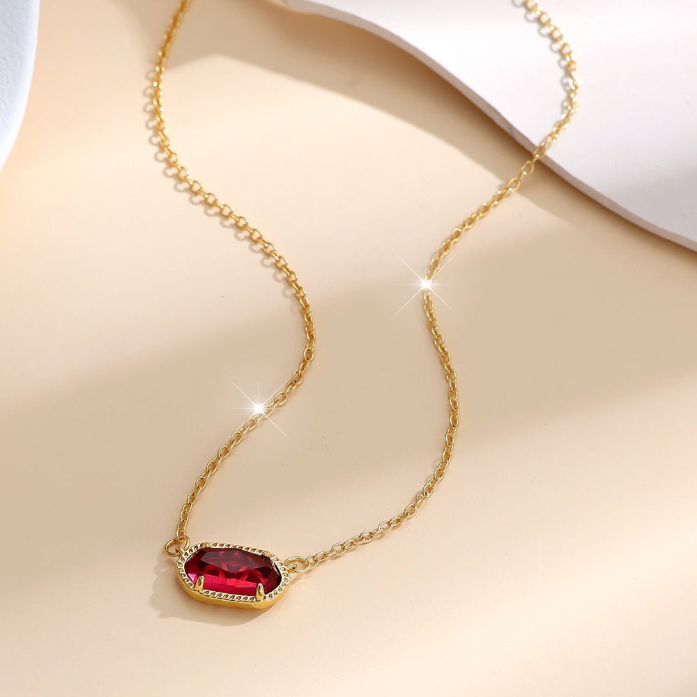 Classic Oval Ruby Necklace | Gold - Mijn winkel