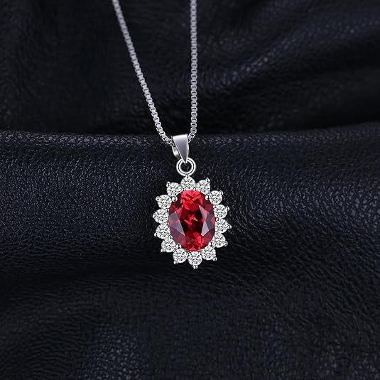 Classic Ruby Halo Necklace | White Gold - Mijn winkel