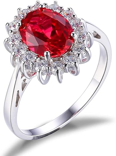 Classic Ruby Halo Ring | White Gold - Mijn winkel