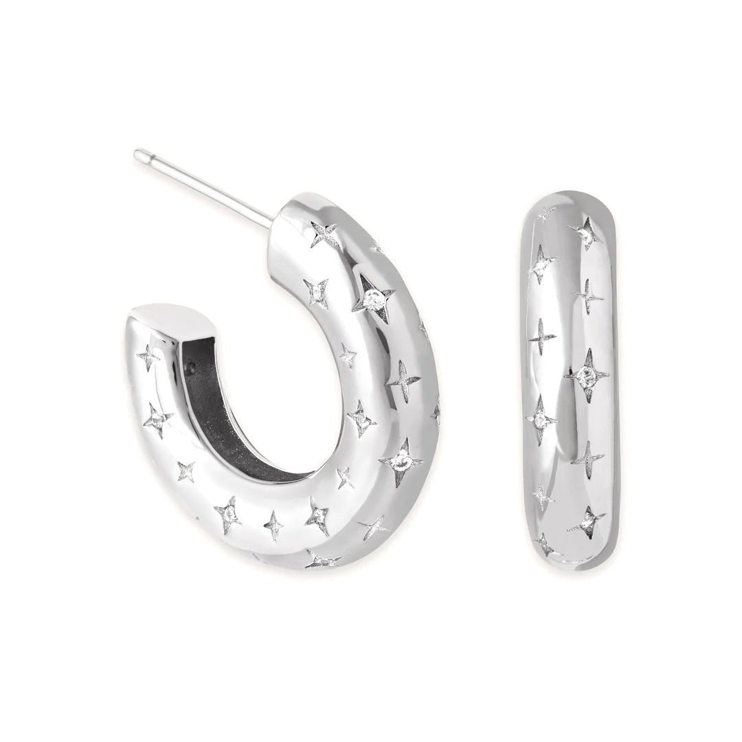 Cosmic Hoop Earrings | White Gold - Mijn winkel