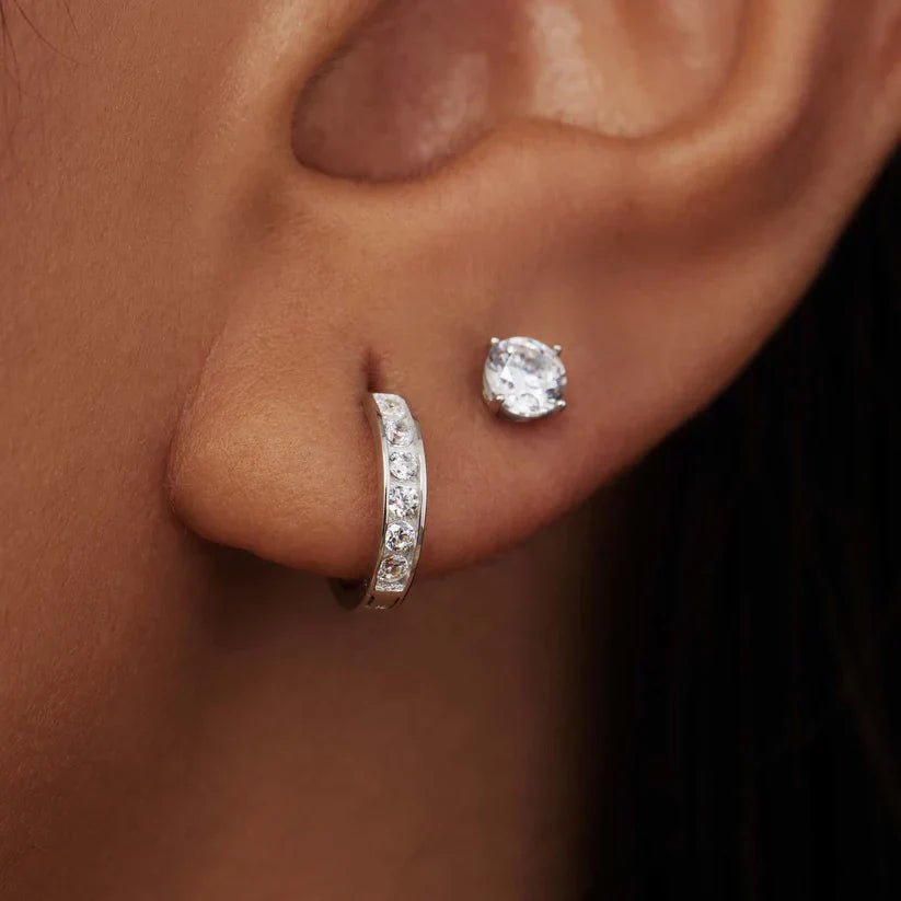 Dara Brillane Stone Earrings Set | White Gold - Mijn winkel