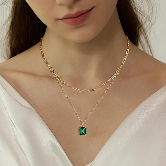 Emerald Clover Pendant Necklace | Gold - Mijn winkel