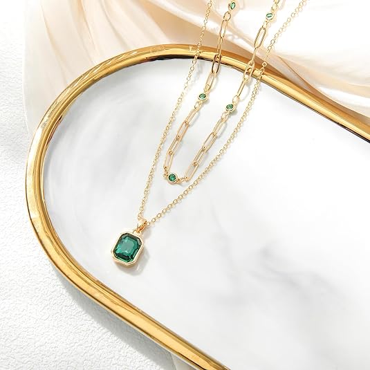 Emerald Clover Pendant Necklace | Gold - Mijn winkel