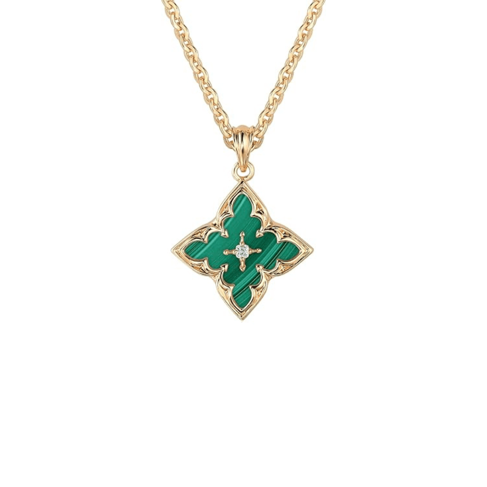 Emerald Clover Pendant Necklace | Gold - Mijn winkel
