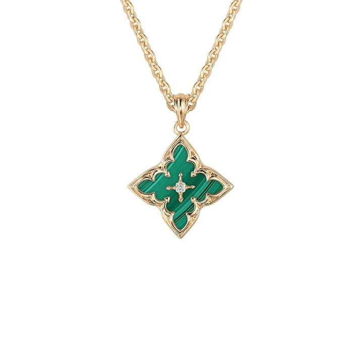 Emerald Clover Pendant Necklace | Gold - Mijn winkel