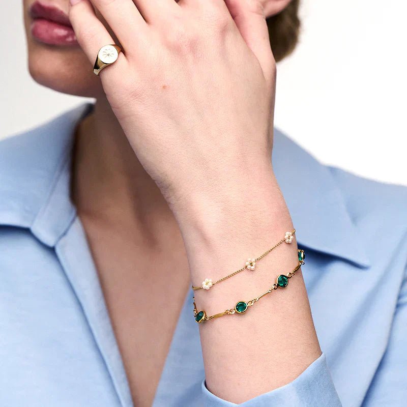 Emerald Link Chain Bracelet | Gold - Mijn winkel
