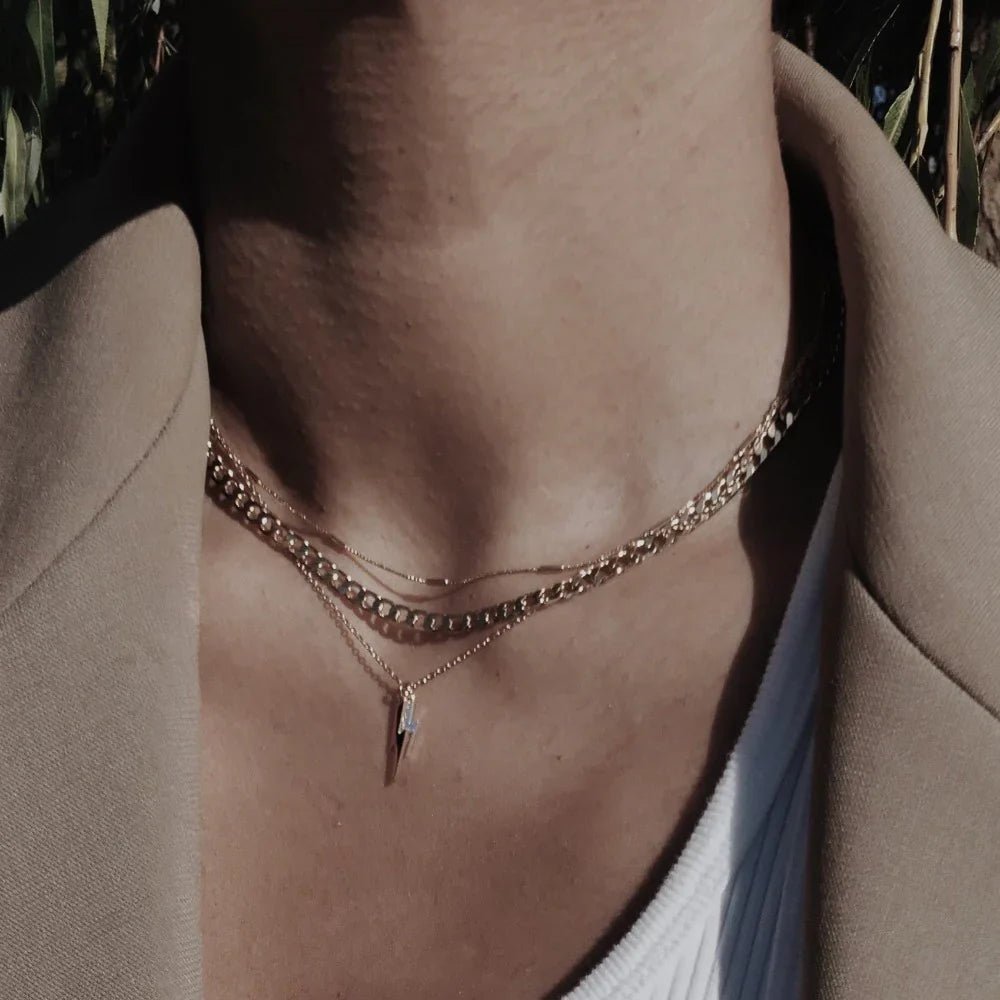 Flat Link Curb Chain Necklace | Gold - Mijn winkel