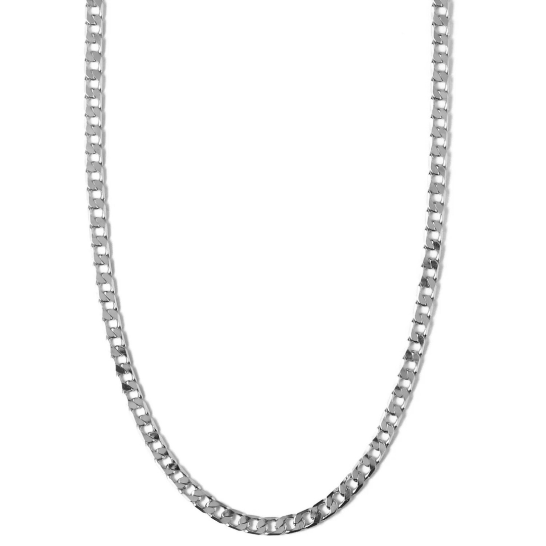 Flat Link Curb Chain Necklace | White Gold - Mijn winkel