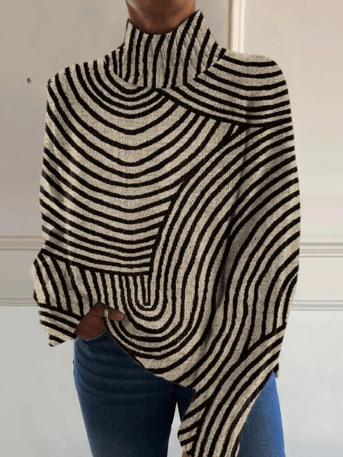Hand - Drawn Line Knit Turtleneck Sweater - Mijn winkel