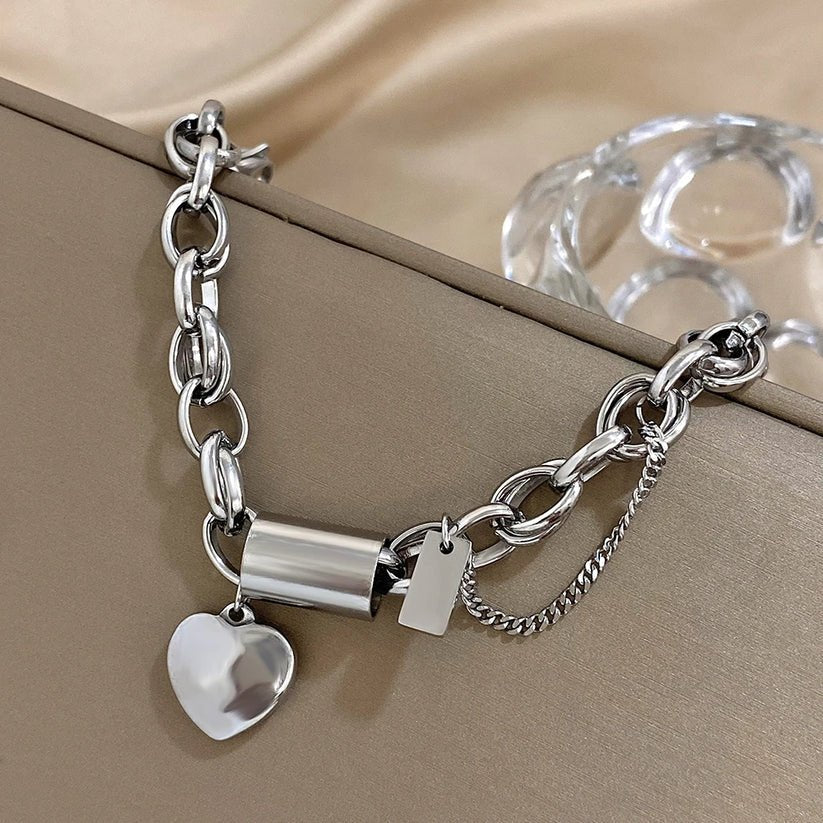 Heartened Chunky Bracelet | White Gold - Mijn winkel