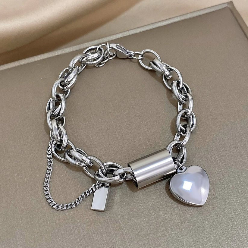 Heartened Chunky Bracelet | White Gold - Mijn winkel
