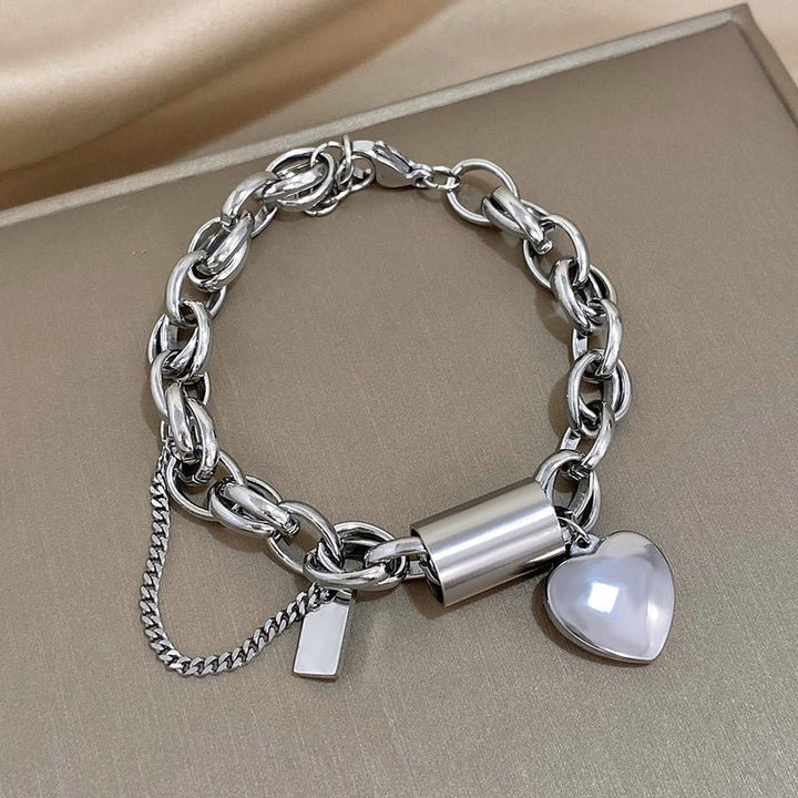 Heartened Chunky Bracelet | White Gold - Mijn winkel