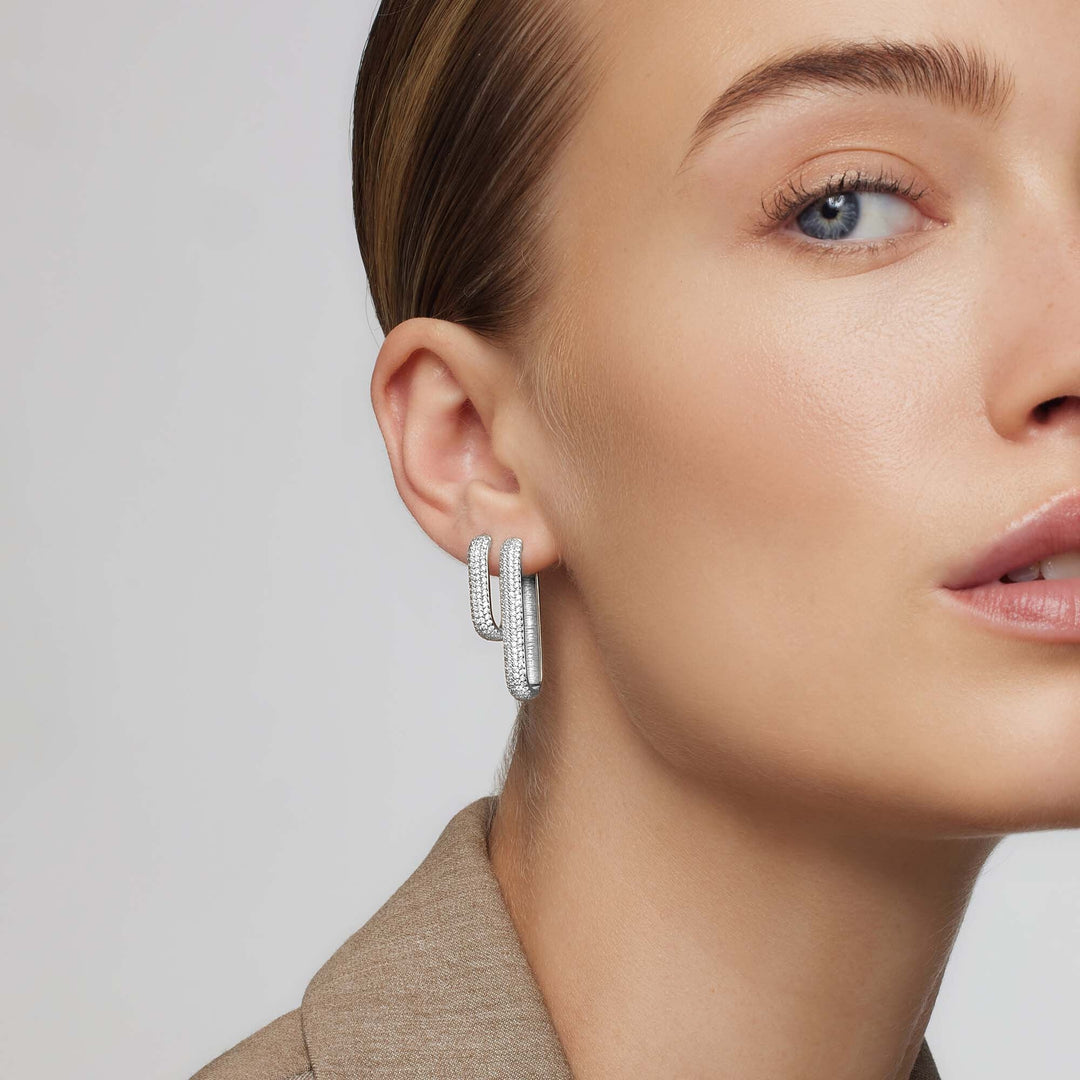 Icon Pavé Hoops | White Gold - Mijn winkel
