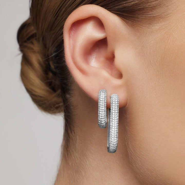 Icon Pavé Hoops | White Gold - Mijn winkel