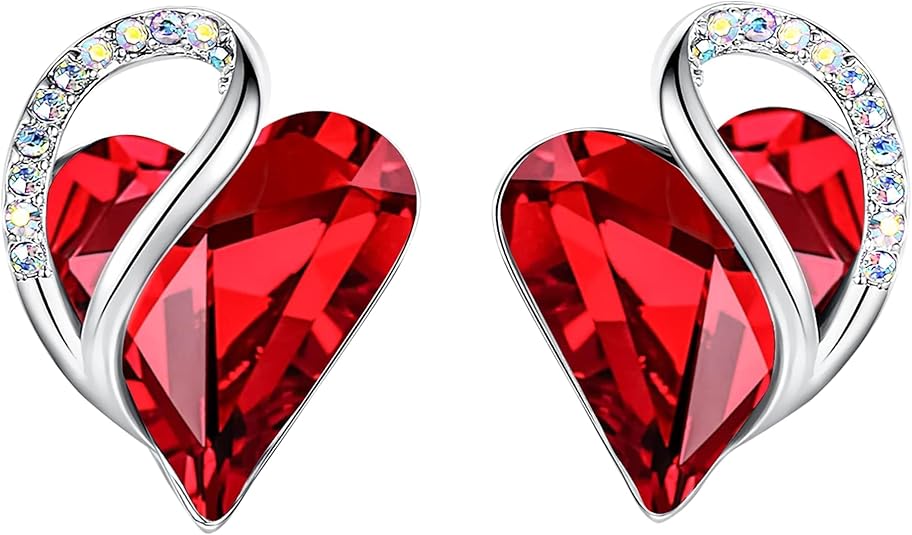 Infinity Heart Ruby Earrings | White Gold - Mijn winkel