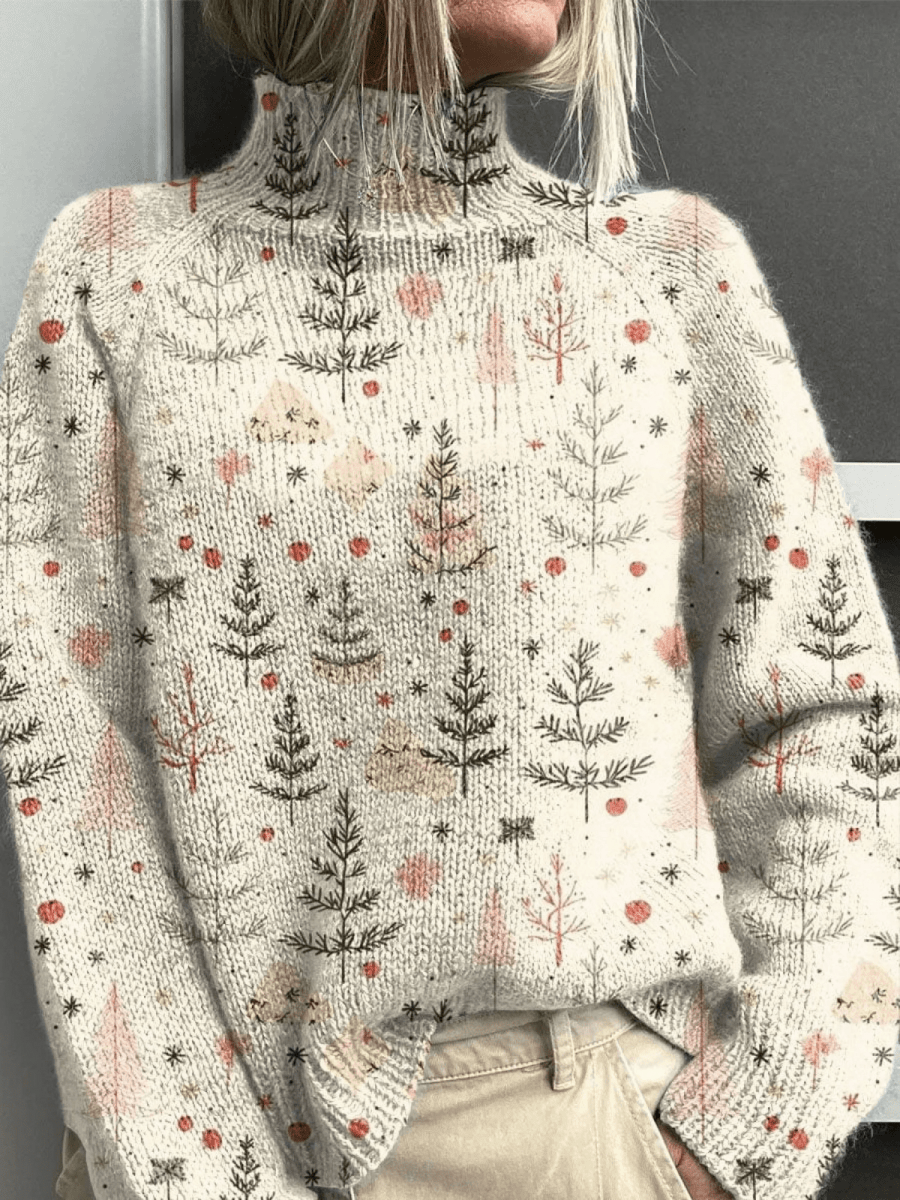Ivory Christmas Knit Turtleneck Sweater - Mijn winkel