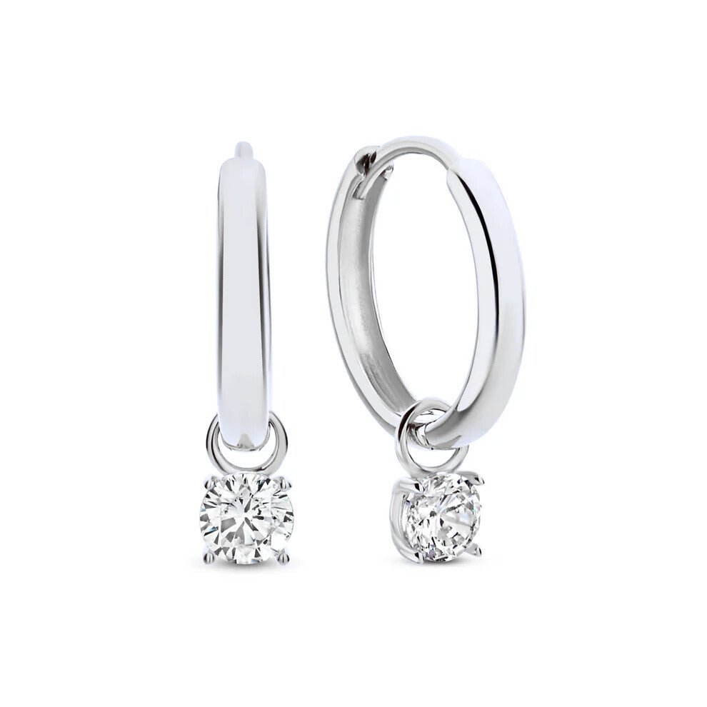 Larmes de Lune Stone Hoop Earrings | White Gold - Mijn winkel