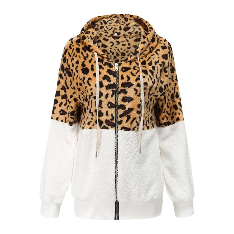 Lea | Fleece Hoodie with Leopard Design - Mijn winkel