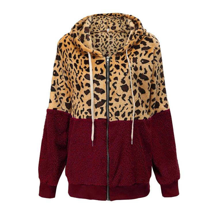 Lea | Fleece Hoodie with Leopard Design - Mijn winkel