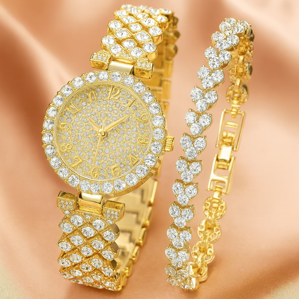Luxe Radiance Gold Watch & Bracelet Set | Gold - Mijn winkel