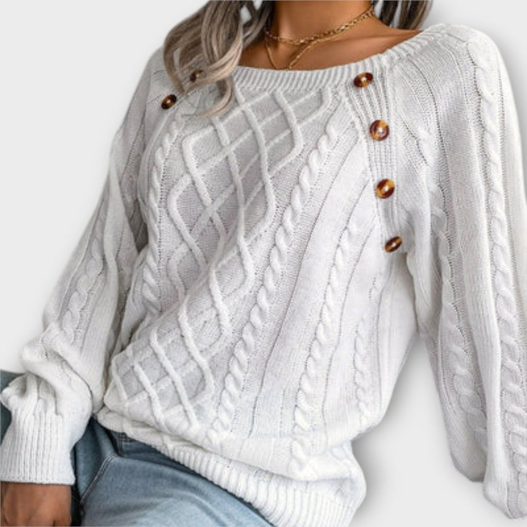 Malia | Knitted Sweater with Buttons - Mijn winkel