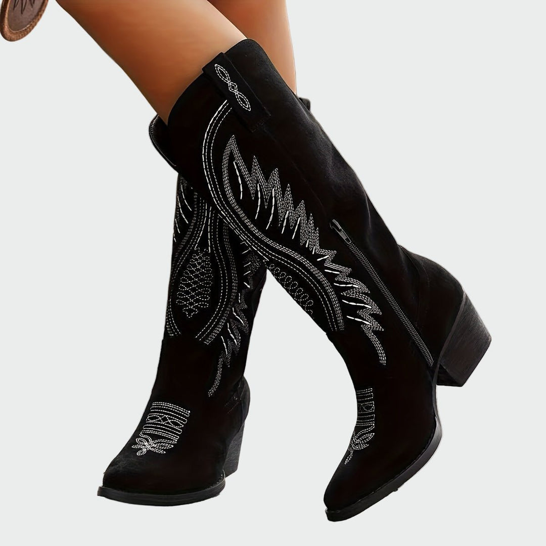 Marie | Fashion Embroidered Western Ankle Boots - Mijn winkel