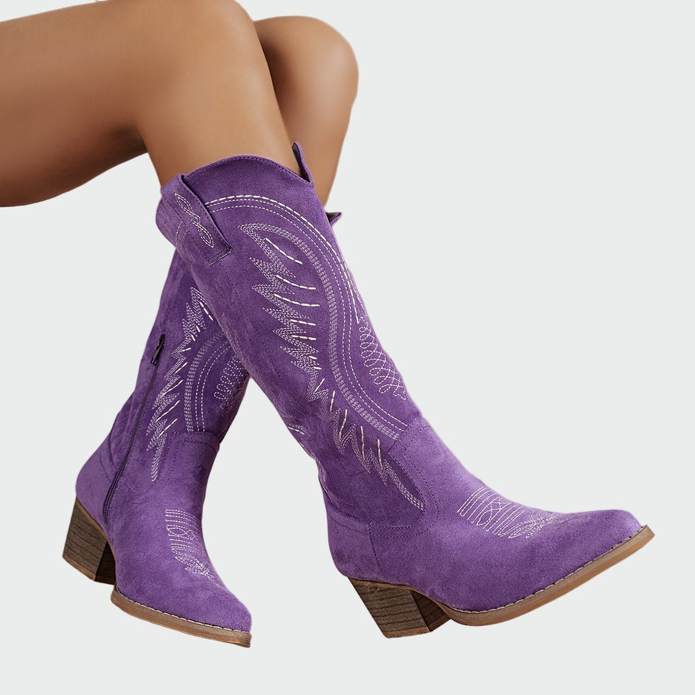 Marie | Fashion Embroidered Western Ankle Boots - Mijn winkel