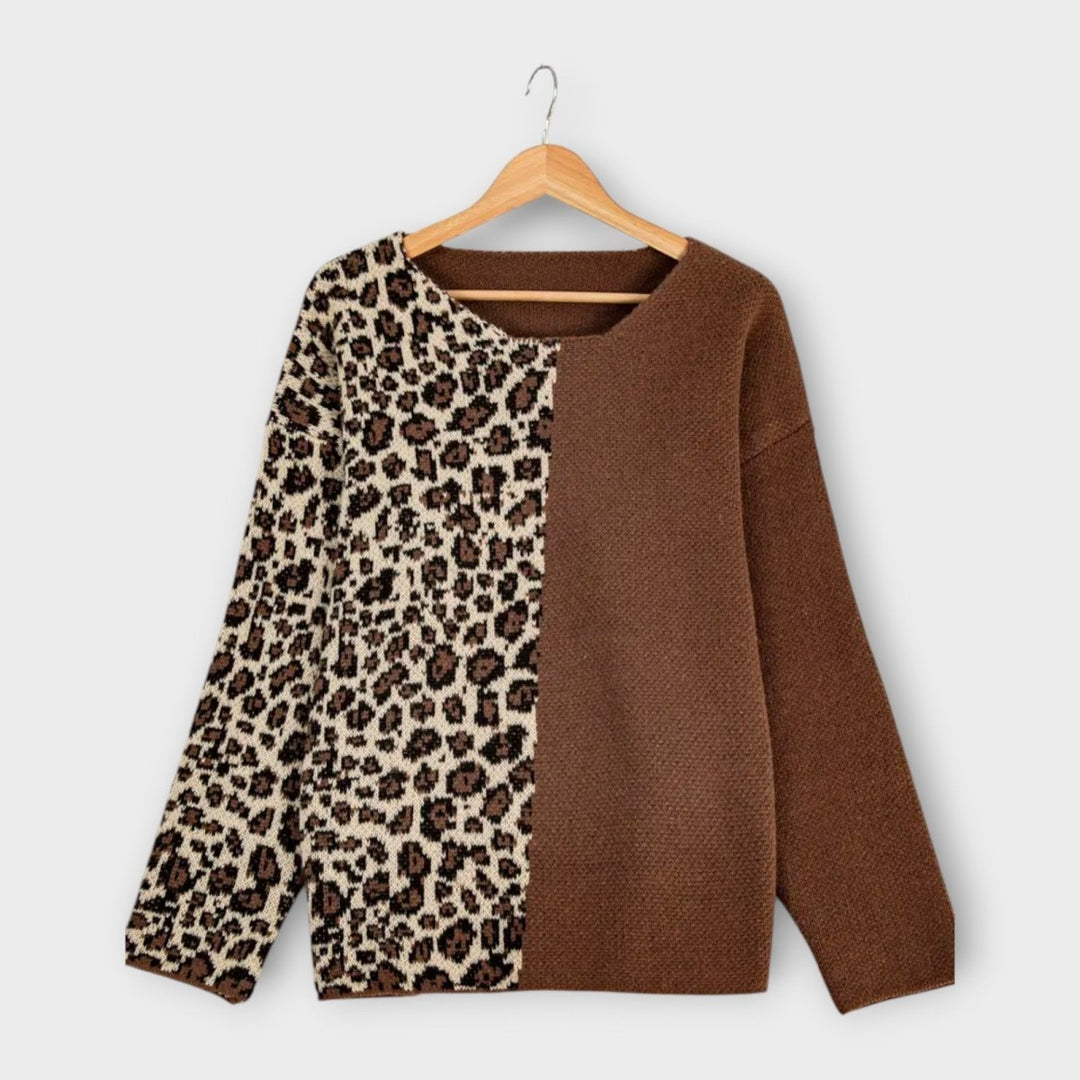 Marina | Casual Sweater with Leopard Design - Mijn winkel