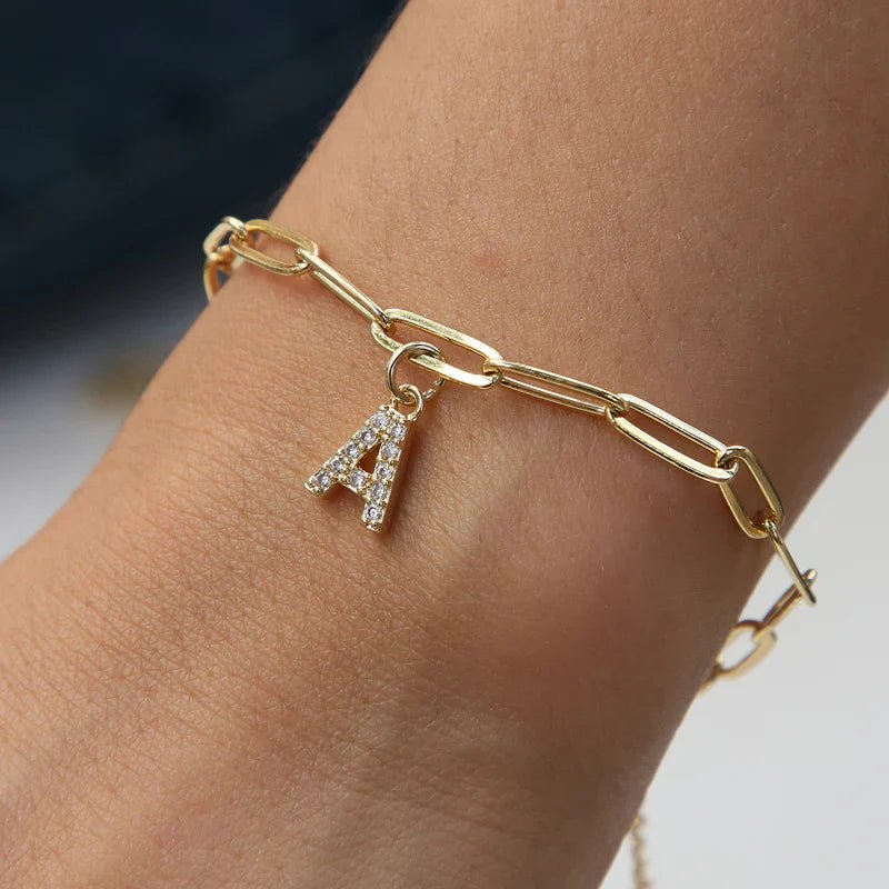 Minimalist Letter Charm Bracelet | Gold - Mijn winkel