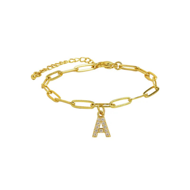 Minimalist Letter Charm Bracelet | Gold - Mijn winkel