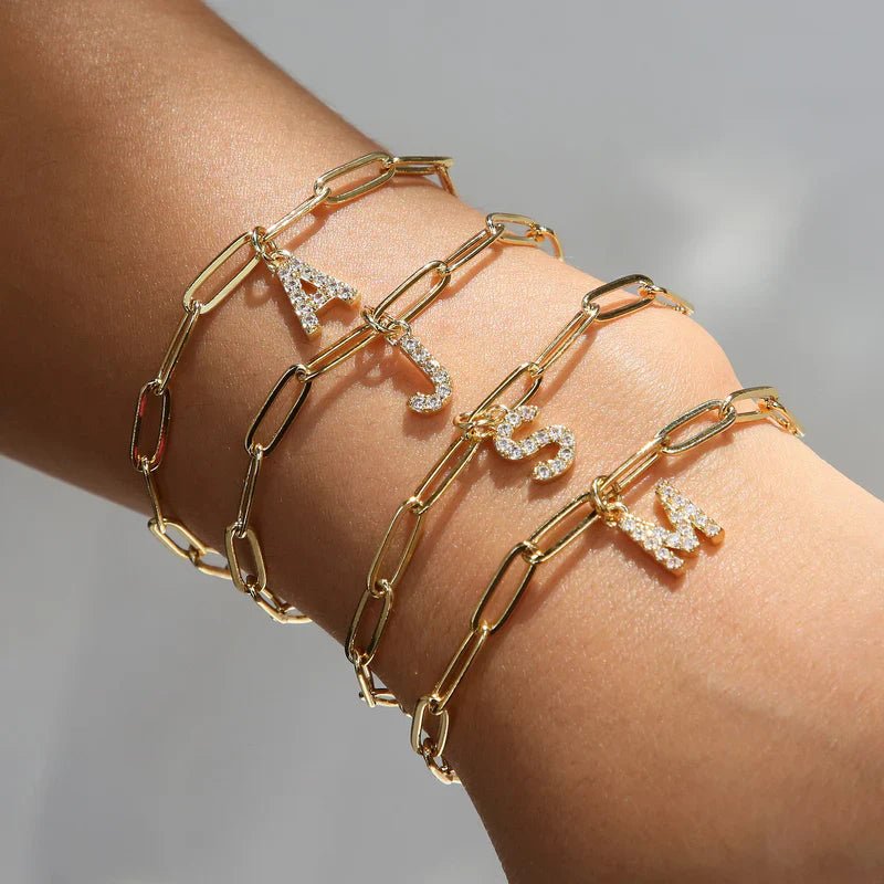 Minimalist Letter Charm Bracelet | Gold - Mijn winkel