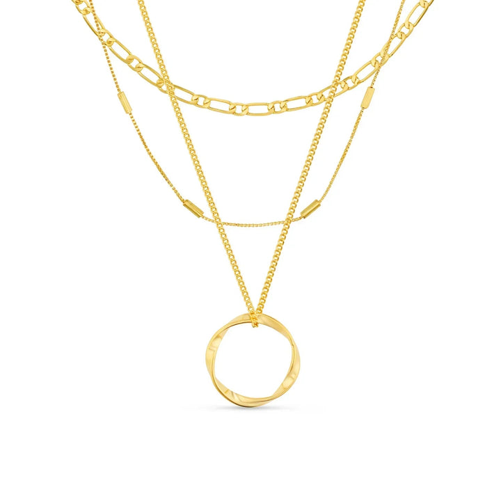 Open Circle Three Row Necklace | Gold - Mijn winkel