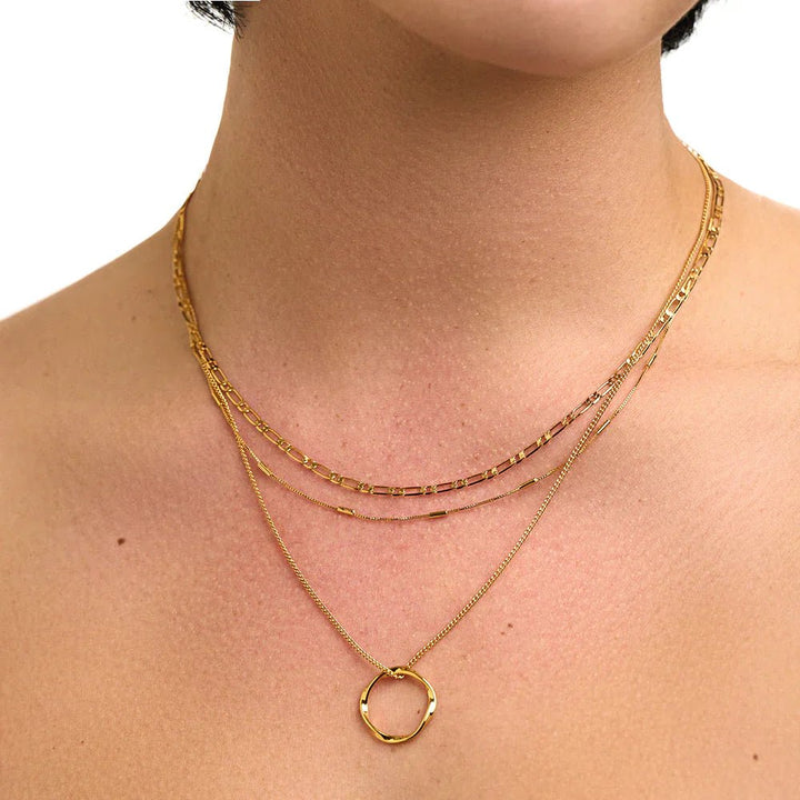 Open Circle Three Row Necklace | Gold - Mijn winkel