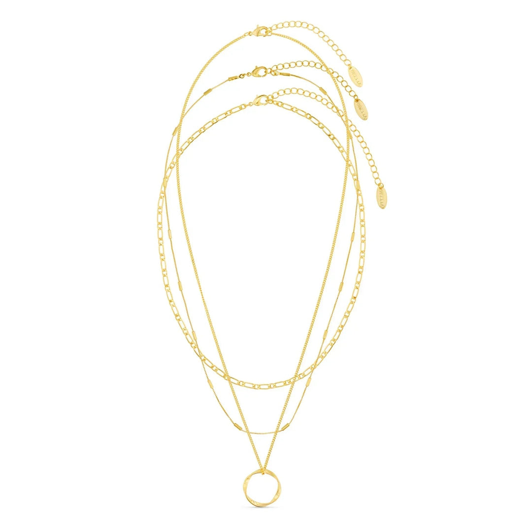 Open Circle Three Row Necklace | White Gold - Mijn winkel