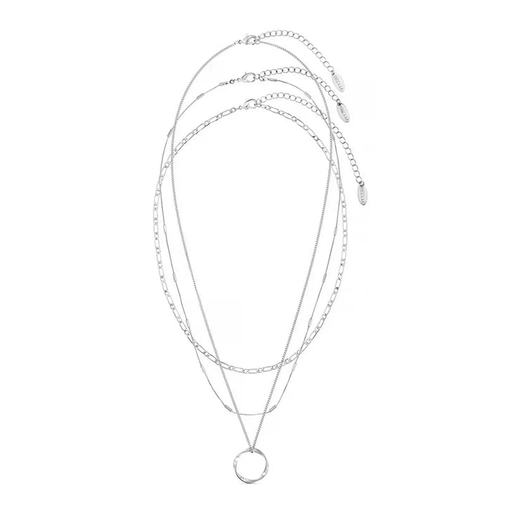 Open Circle Three Row Necklace | White Gold - Mijn winkel