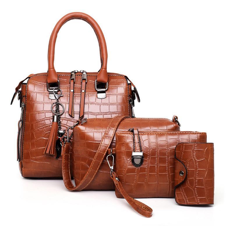 Palmer - 4 - Piece Crocodile Pattern Handbag - Mijn winkel