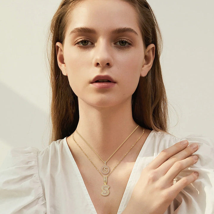 Pave letter initial necklace set | Gold - Mijn winkel
