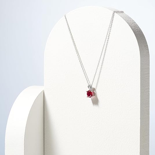 Round Cut Ruby Necklace | White Gold - Mijn winkel
