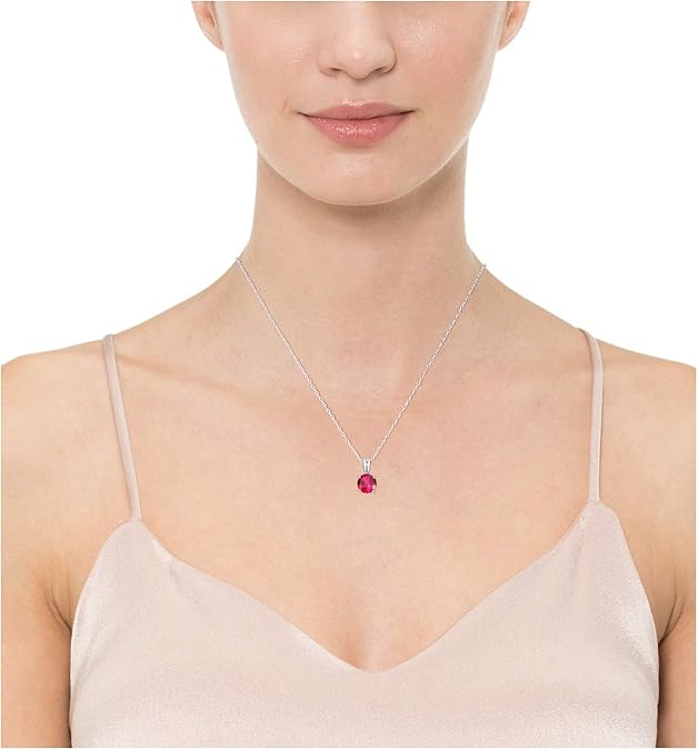 Round Cut Ruby Necklace | White Gold - Mijn winkel