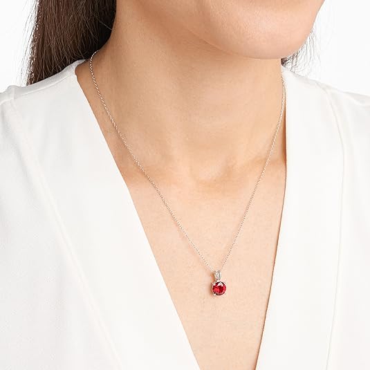 Round Cut Ruby Necklace | White Gold - Mijn winkel