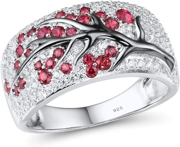 Ruby Blossom Tree Ring | White Gold - Mijn winkel