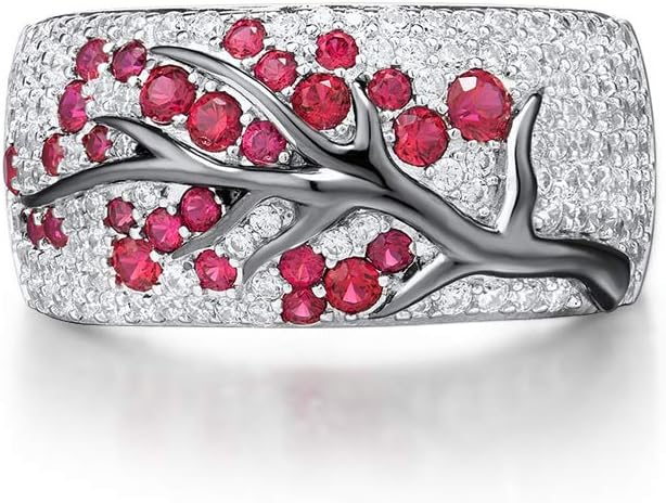 Ruby Blossom Tree Ring | White Gold - Mijn winkel